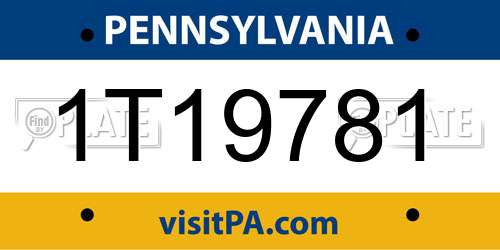 1T19781 Pennsylvania License Plate