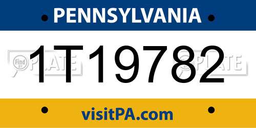 1T19782 Pennsylvania License Plate