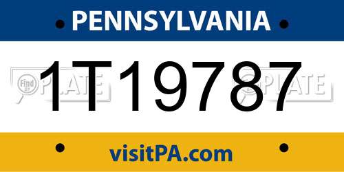1T19787 Pennsylvania License Plate