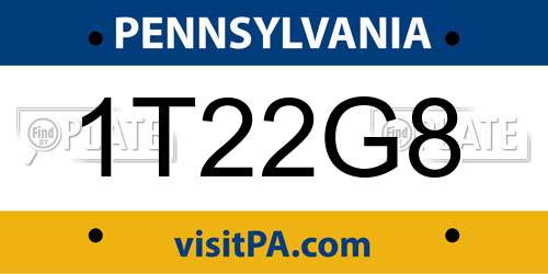 1T22G8 Pennsylvania License Plate
