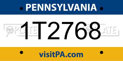 1T2768 Pennsylvania License Plate