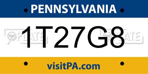 1T27G8 Pennsylvania License Plate