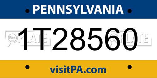 1T28560 Pennsylvania License Plate