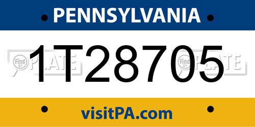 1T28705 Pennsylvania License Plate