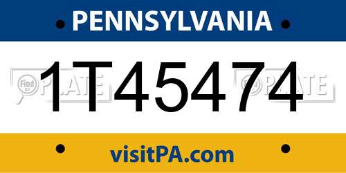 1T45474 Pennsylvania License Plate