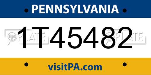 1T45482 Pennsylvania License Plate