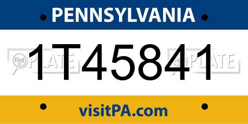 1T45841 Pennsylvania License Plate