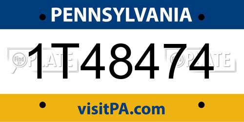 1T48474 Pennsylvania License Plate
