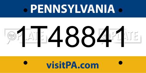 1T48841 Pennsylvania License Plate