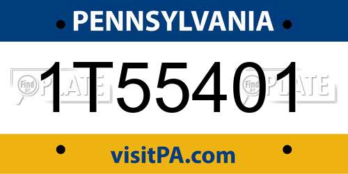 1T55401 Pennsylvania License Plate