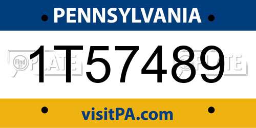 1T57489 Pennsylvania License Plate