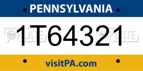 1T64321 Pennsylvania License Plate