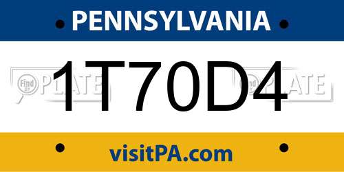 1T70D4 Pennsylvania License Plate