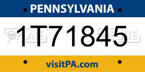 1T71845 Pennsylvania License Plate