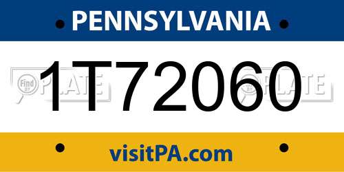 1T72060 Pennsylvania License Plate