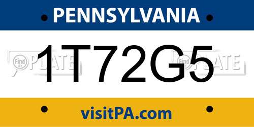 1T72G5 Pennsylvania License Plate