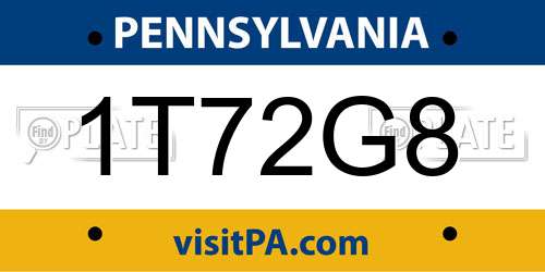 1T72G8 Pennsylvania License Plate