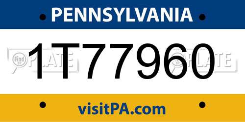 1T77960 Pennsylvania License Plate