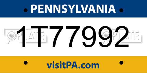 1T77992 Pennsylvania License Plate