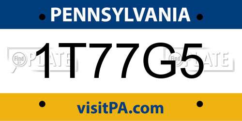 1T77G5 Pennsylvania License Plate