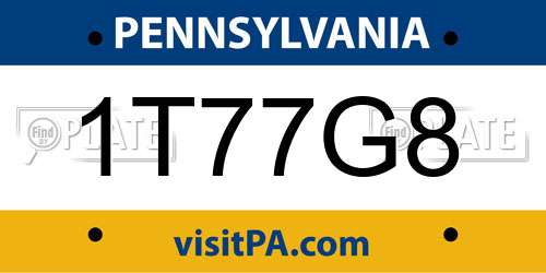 1T77G8 Pennsylvania License Plate