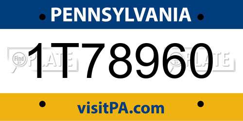 1T78960 Pennsylvania License Plate