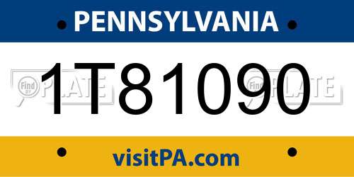 1T81090 Pennsylvania License Plate
