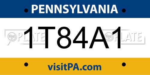 1T84A1 Pennsylvania License Plate