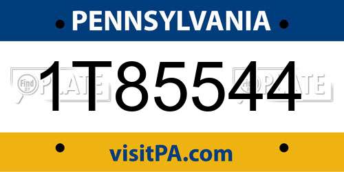 1T85544 Pennsylvania License Plate