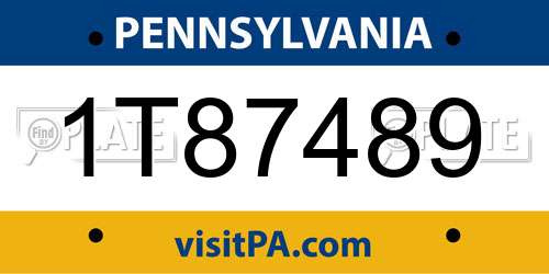 1T87489 Pennsylvania License Plate