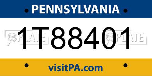 1T88401 Pennsylvania License Plate