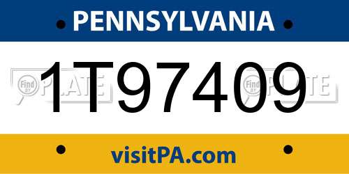 1T97409 Pennsylvania License Plate