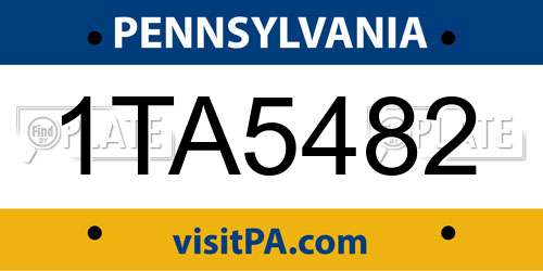 1TA5482 Pennsylvania License Plate