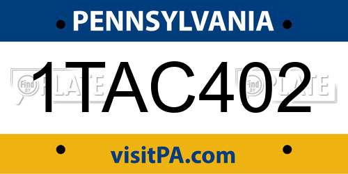 1TAC402 Pennsylvania License Plate