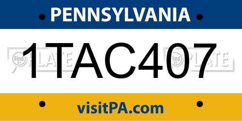 1TAC407 Pennsylvania License Plate