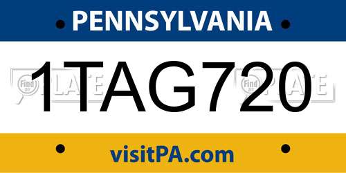 1TAG720 Pennsylvania License Plate