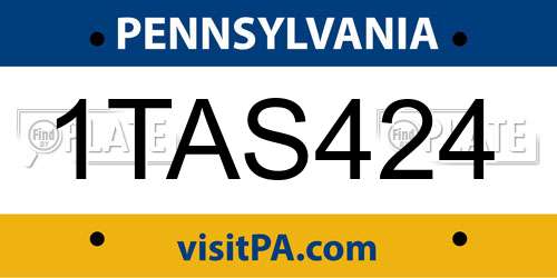1TAS424 Pennsylvania License Plate