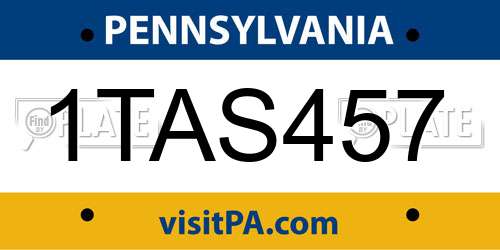 1TAS457 Pennsylvania License Plate