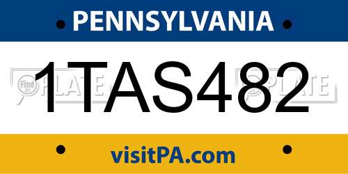 1TAS482 Pennsylvania License Plate