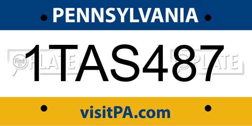 1TAS487 Pennsylvania License Plate