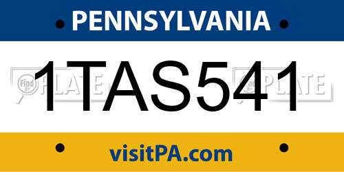 1TAS541 Pennsylvania License Plate