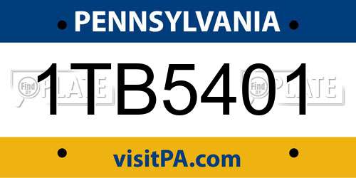 1TB5401 Pennsylvania License Plate