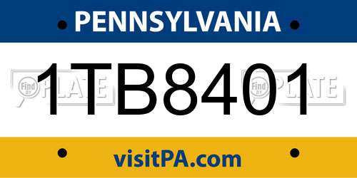 1TB8401 Pennsylvania License Plate