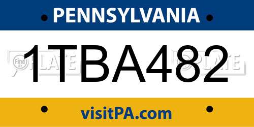 1TBA482 Pennsylvania License Plate