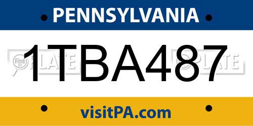 1TBA487 Pennsylvania License Plate