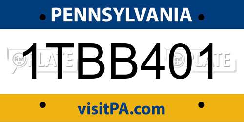 1TBB401 Pennsylvania License Plate