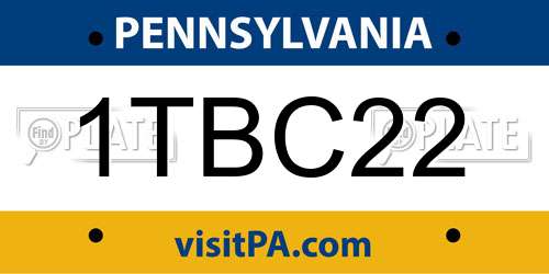 1TBC22 Pennsylvania License Plate