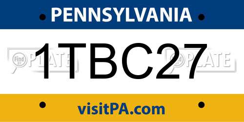 1TBC27 Pennsylvania License Plate
