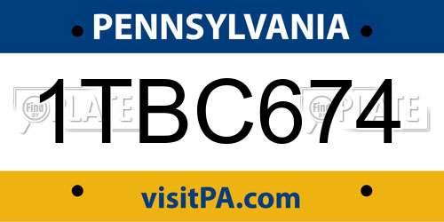 1TBC674 Pennsylvania License Plate