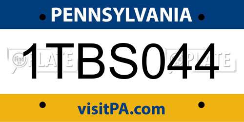 1TBS044 Pennsylvania License Plate